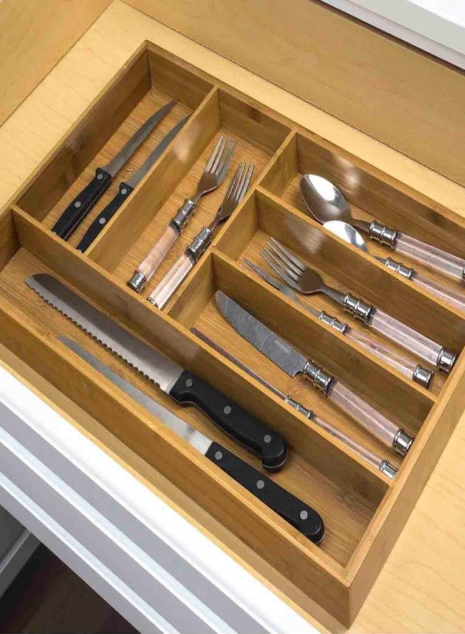 Home Basics Large Bamboo Cutlery Tray - Image 2