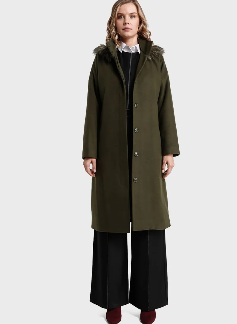 Refka by modanisa Hooded Longline Coat