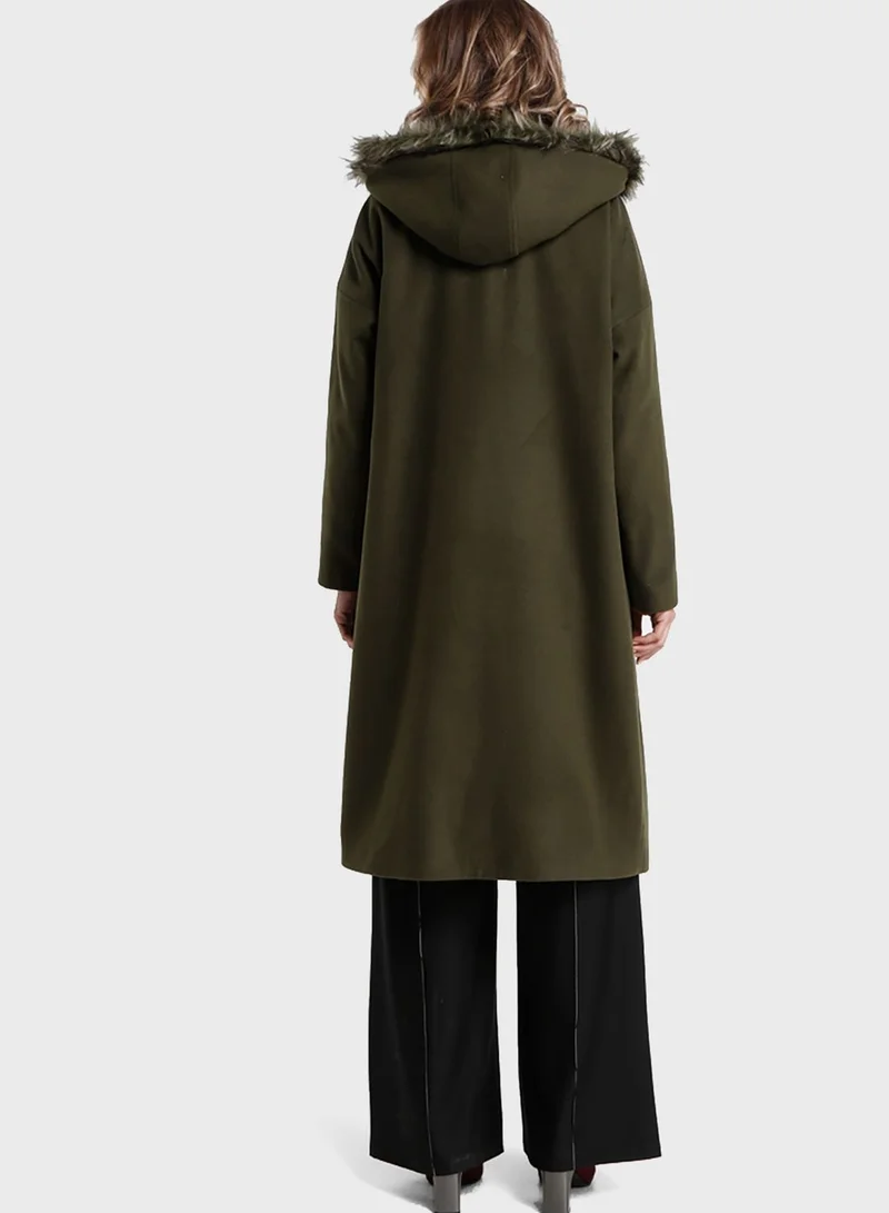 Refka by modanisa Hooded Longline Coat