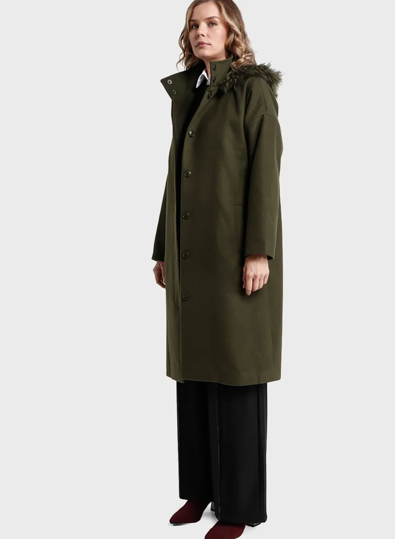 Refka by modanisa Hooded Longline Coat