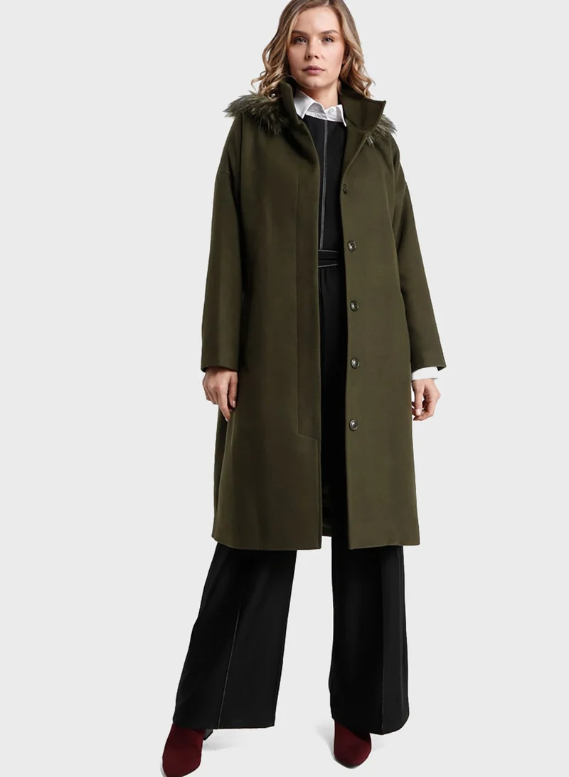 Refka by modanisa Hooded Longline Coat
