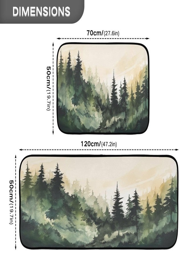 Kigai Watercolor Forest Kitchen Rug Set of 2 Non Slip Washable Cushioned Anti-Fatigue Kitchen Mat Comfort Standing Floor Mat for Kitchen Washroom Bedroom - Image 3