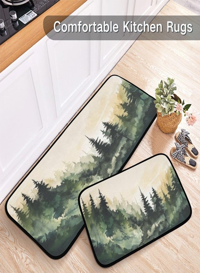 Kigai Watercolor Forest Kitchen Rug Set of 2 Non Slip Washable Cushioned Anti-Fatigue Kitchen Mat Comfort Standing Floor Mat for Kitchen Washroom Bedroom - Image 5