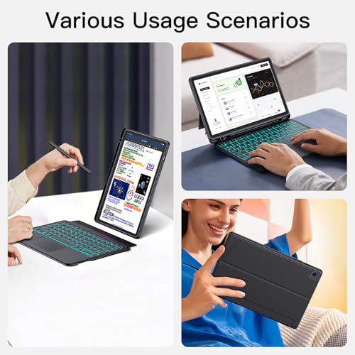 WERNURPAI Trackpad Keyboard Case for Samsung Galaxy Tab S6 Lite 10.4 Inch 2020/2022/2024, 7 Color Backlit Magnetic Detachable Wireless Slim Keyboard for S6 Lite Tablet with S Pen Holder, Black - Image 5