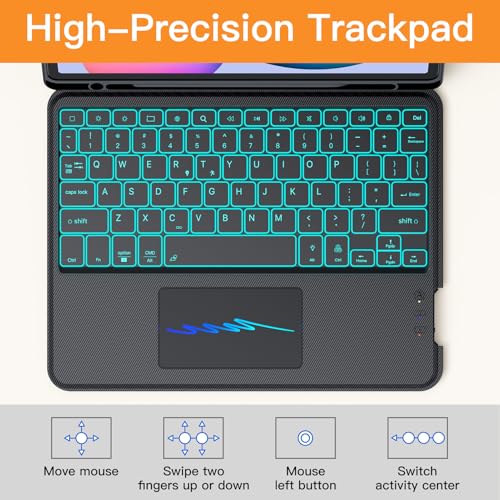 WERNURPAI Trackpad Keyboard Case for Samsung Galaxy Tab S6 Lite 10.4 Inch 2020/2022/2024, 7 Color Backlit Magnetic Detachable Wireless Slim Keyboard for S6 Lite Tablet with S Pen Holder, Black - Image 3