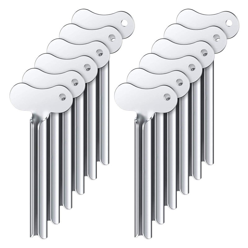 ZOCONE Toothpaste Squeezer, 12pcs Metal Tube Squeezer Key Stainless Steel Toothpaste Roller Tube Wringer for Paint, Cream, Cosmetic and Hair Dye(A)