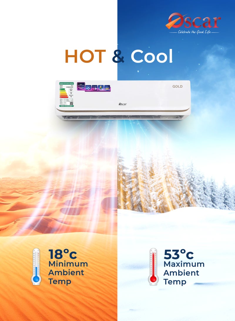 OSCAR 1.5 Ton Split AC Hot & Cool 18000 BTU/H R410A – High Efficiency Inverter Air Conditioner with Fast Cooling & Heating, Low Noise, Energy Saving, Wall Mounted Split AC | OS18MCR410SHC - Image 4