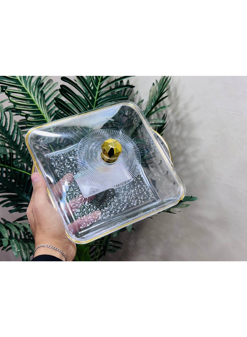طبق تقديم حلويات مربع أنيق بغطاء أكريليك – تصميم عصري للضيافة والمناسبات - Image 2