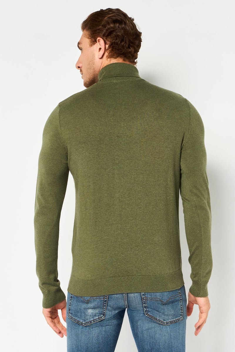 Selected Homme Men Turtle Neck Long Sleeve Knitted Sweater, Olive - Image 2