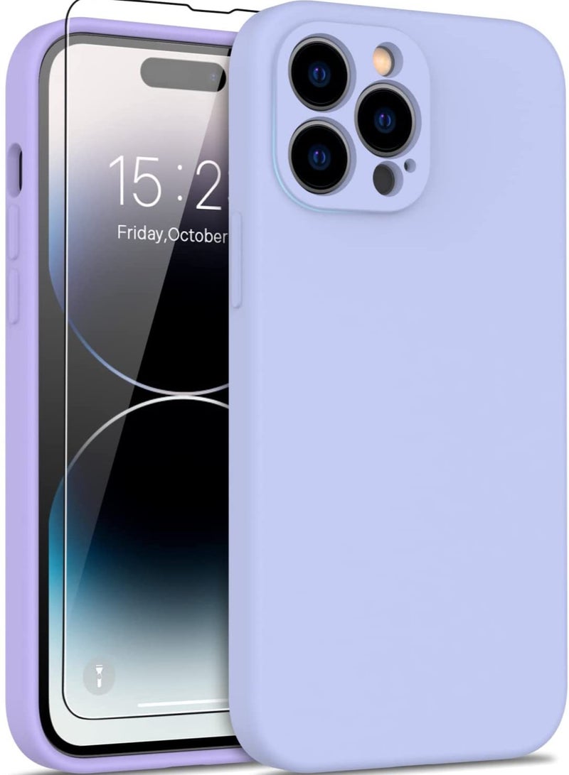 iPhone 14 Pro Max Case with Screen Protector,Enhance Camera Protection,Soft Flexible Silicone Gel Rubber Cover,Shockproof Protective Phone Case for iPhone 14 Pro Max 6.7" Lavender Purple - Image 1