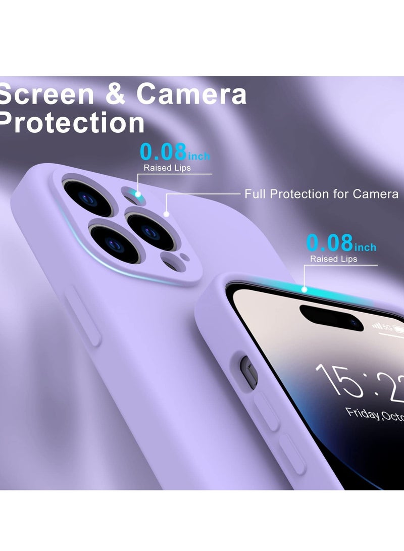 iPhone 14 Pro Max Case with Screen Protector,Enhance Camera Protection,Soft Flexible Silicone Gel Rubber Cover,Shockproof Protective Phone Case for iPhone 14 Pro Max 6.7" Lavender Purple - Image 5