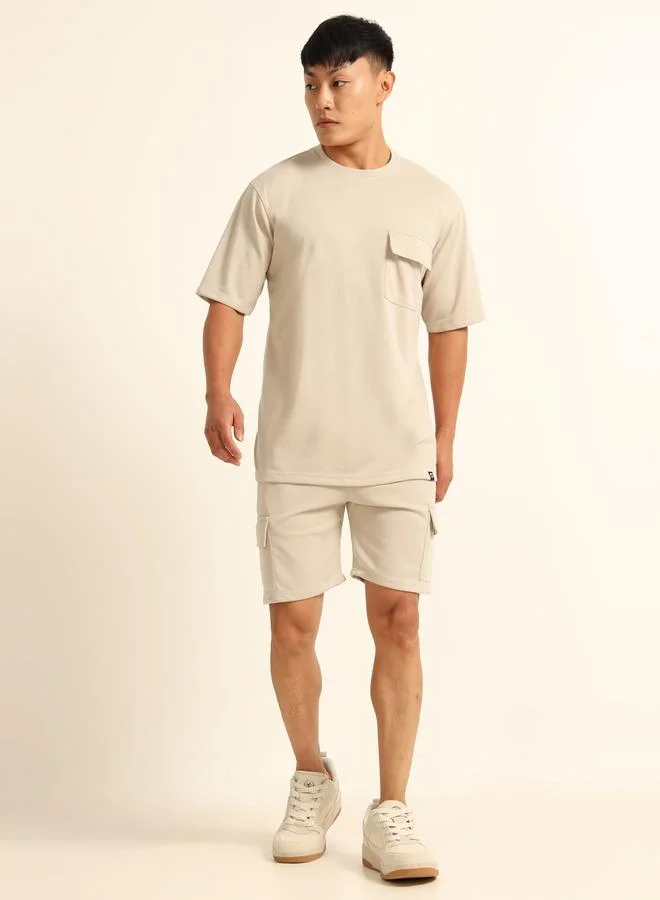 Bushirt Bushirt Men Drop-Shoulder Oversized T-Shirt and Shorts Set