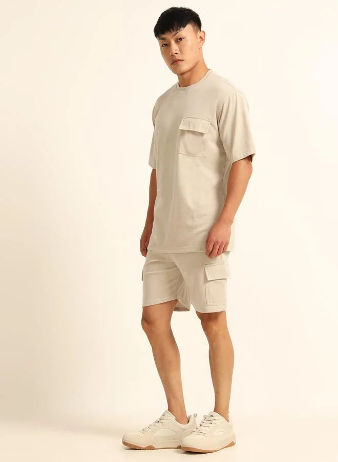 Bushirt Bushirt Men Drop-Shoulder Oversized T-Shirt and Shorts Set