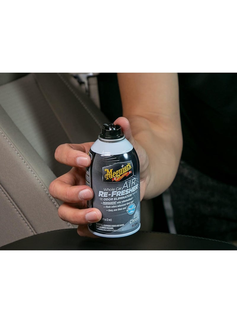 Meguiar's Meguiar's Whole Car Air Refresher, Car Odor Eliminator Spray Permanently Eliminates Unwanted Vehicle Odors Throughout Your Interior, Black Chrome Scent, 2 Oz Aerosol Canister  - Image 3
