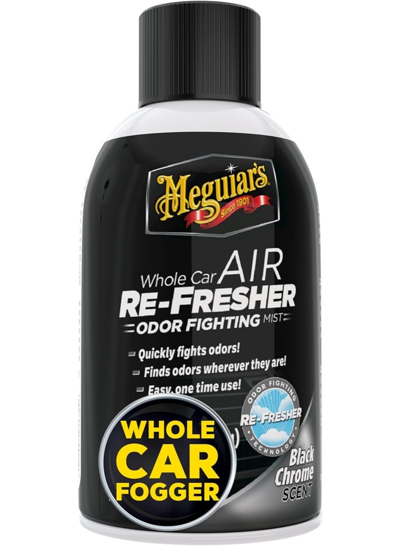 Meguiar's Meguiar's Whole Car Air Refresher, Car Odor Eliminator Spray Permanently Eliminates Unwanted Vehicle Odors Throughout Your Interior, Black Chrome Scent, 2 Oz Aerosol Canister  - Image 1