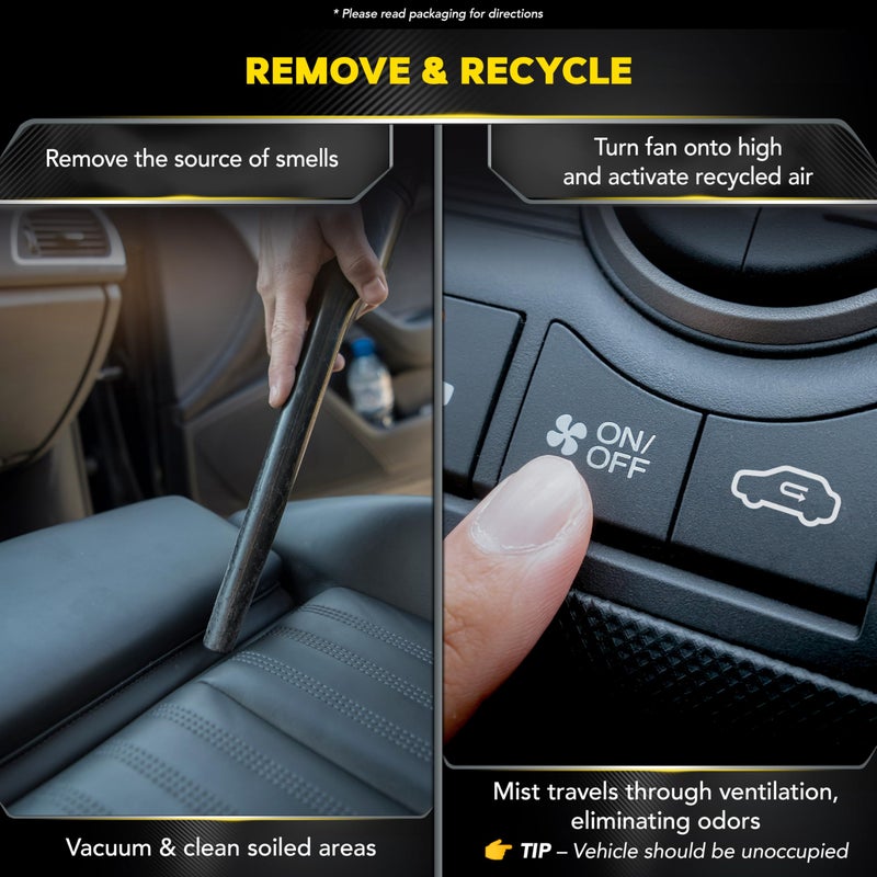 Meguiar's معطر هواء السيارة الكامل من ميغوايرز، رذاذ لإزالة الروائح الكريهة من السيارة يقضي نهائياً على الروائح غير المرغوب فيها داخل السيارة، رائحة الكروم الأسود، 2 أونصة علبة رذاذ - Image 4