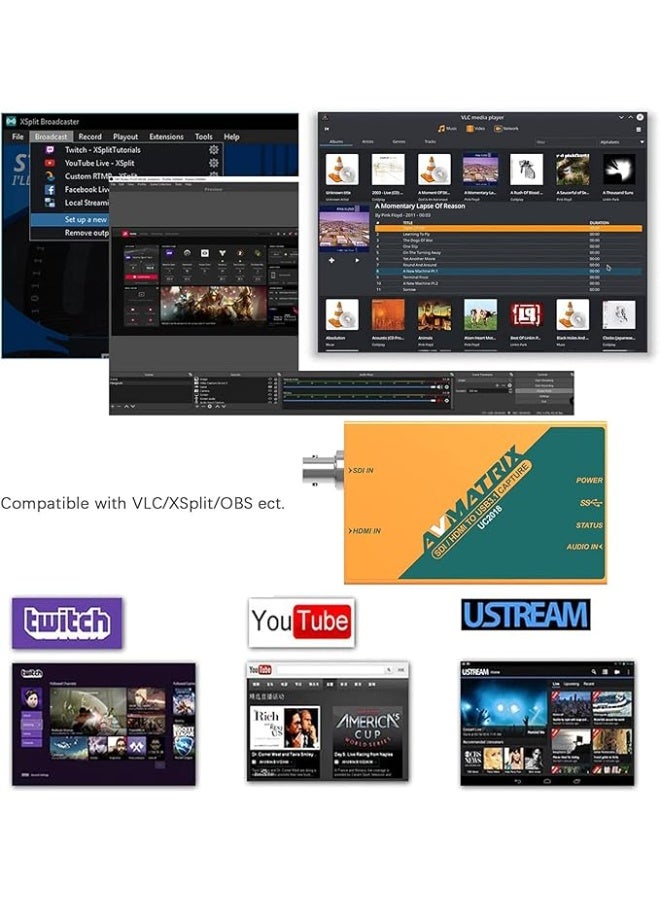 AVMATRIX UC2018 HDMI/SDI to USB3.1 Type-C Uncompressed Video Capture; HDMI or SDI in, and USB 3.1 Gen1(USB3.0) Out; Automatic Input Signal Detection, Up to 1080p60 - Image 2