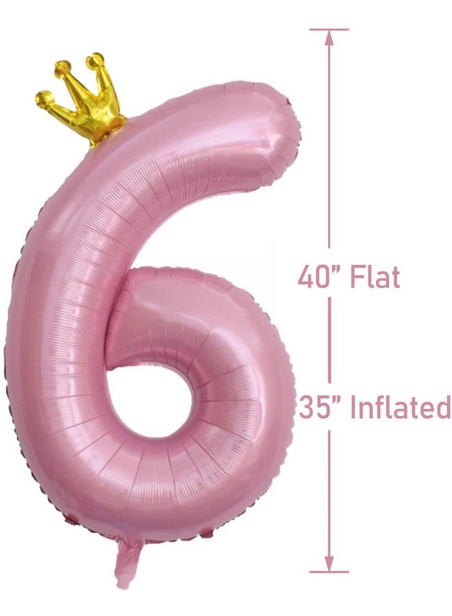 T-Antrix Number 6 Balloons - Large, 40 Inch | 6th Birthday Balloons for Girls |Six Helium Balloons for Birthday Party Wedding 16 60 Decorations Anniversary, Pink - Image 2