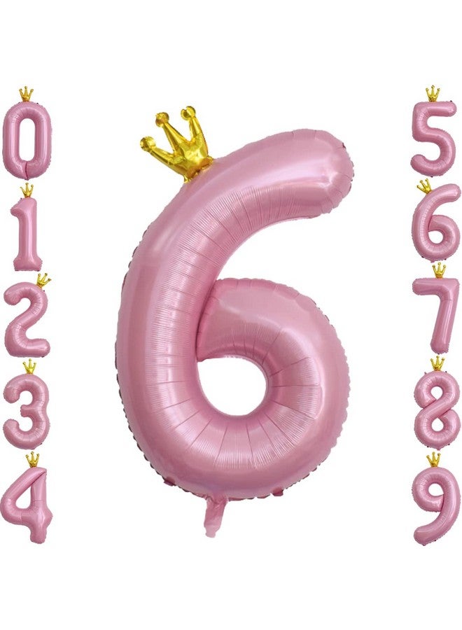 T-Antrix Number 6 Balloons - Large, 40 Inch | 6th Birthday Balloons for Girls |Six Helium Balloons for Birthday Party Wedding 16 60 Decorations Anniversary, Pink - Image 1
