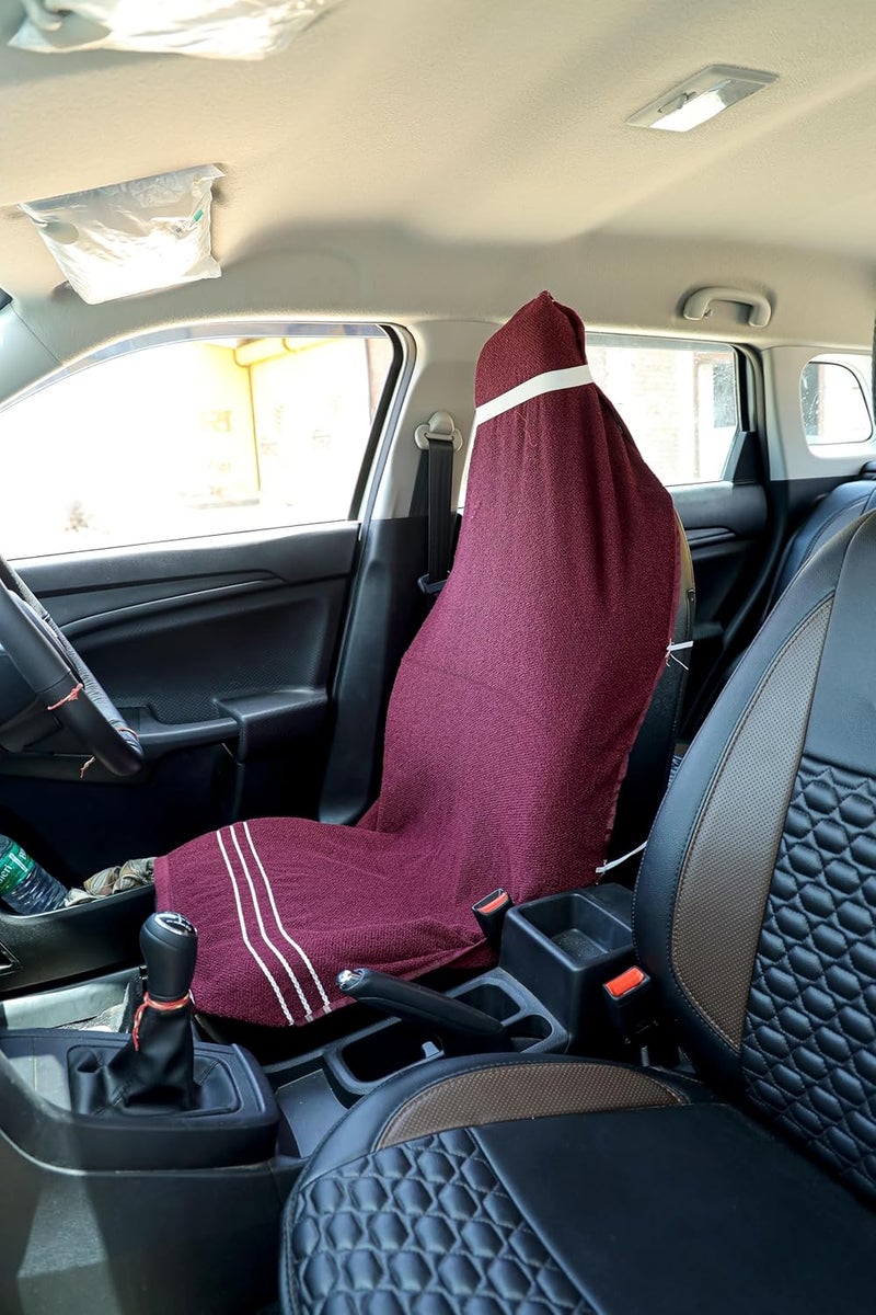 DANSHREE All car seat Towel with Tie Knot 550 GSM Pack of 2 Original Product AS PER Picture Shown 2 Marron - Image 2