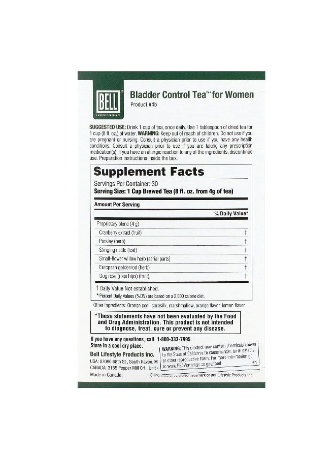 Bell Lifestyle Bell Lifestyle, Bladder Control Tea, For Women, Caffeine Free, 4.2 oz (120 g)  - Image 2