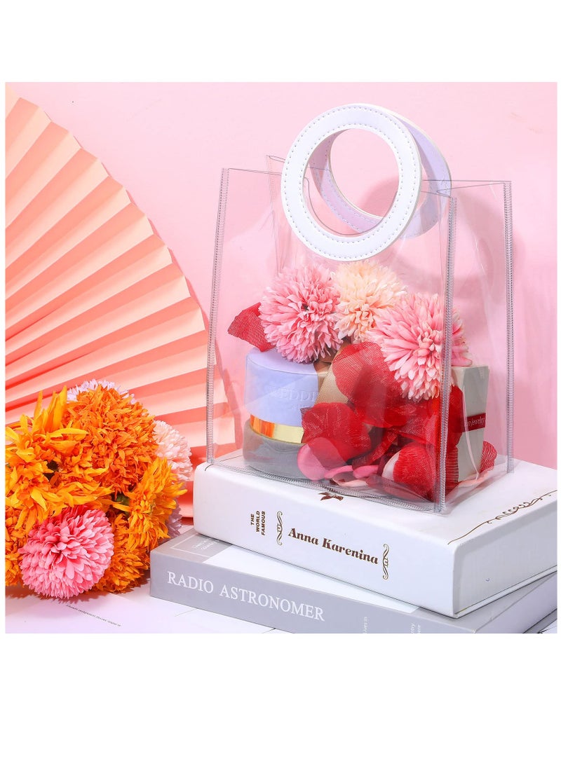 SYOSI Clear PVC Gift Bags, Transparent PVC Handbag, Heavy Duty Reusable Gift Bags with Handles Clear Plastic Gift Bags Gift Wrap Bags for Bridal Baby Shower Wedding Shopping Bags, 8 x 7 x 4 Inch (10 Pcs)  - Image 3