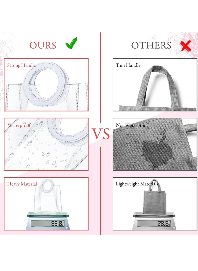 SYOSI Clear PVC Gift Bags, Transparent PVC Handbag, Heavy Duty Reusable Gift Bags with Handles Clear Plastic Gift Bags Gift Wrap Bags for Bridal Baby Shower Wedding Shopping Bags, 8 x 7 x 4 Inch (10 Pcs)  - Image 2