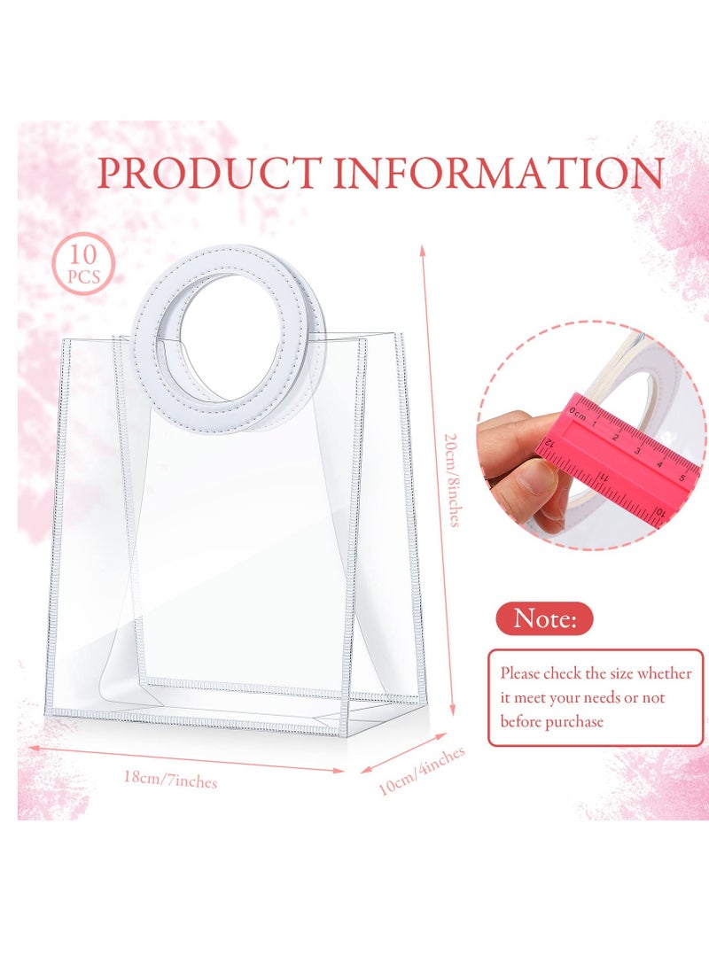 SYOSI Clear PVC Gift Bags, Transparent PVC Handbag, Heavy Duty Reusable Gift Bags with Handles Clear Plastic Gift Bags Gift Wrap Bags for Bridal Baby Shower Wedding Shopping Bags, 8 x 7 x 4 Inch (10 Pcs)  - Image 5