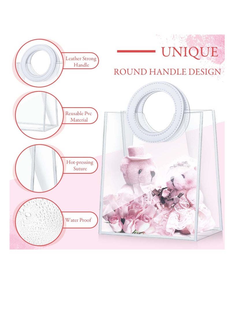SYOSI Clear PVC Gift Bags, Transparent PVC Handbag, Heavy Duty Reusable Gift Bags with Handles Clear Plastic Gift Bags Gift Wrap Bags for Bridal Baby Shower Wedding Shopping Bags, 8 x 7 x 4 Inch (10 Pcs)  - Image 4