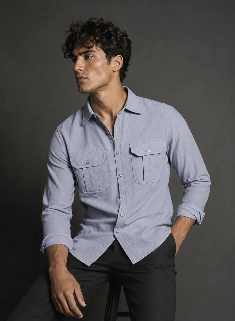 CAHOOT Men's Multi Plain/Basic Regular Shirt For Casual Wear | Collared Neck | Long Sleeve | Button Closure | Cotton Shirt Crafted With Comfort Fit For Everyday Wear