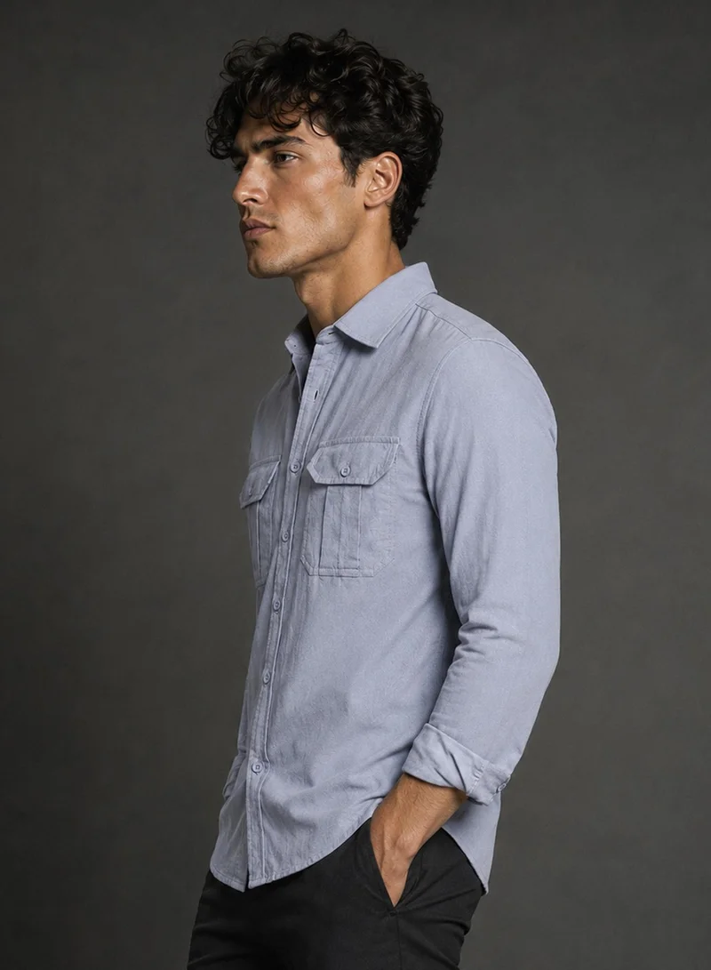 CAHOOT Men's Multi Plain/Basic Regular Shirt For Casual Wear | Collared Neck | Long Sleeve | Button Closure | Cotton Shirt Crafted With Comfort Fit For Everyday Wear