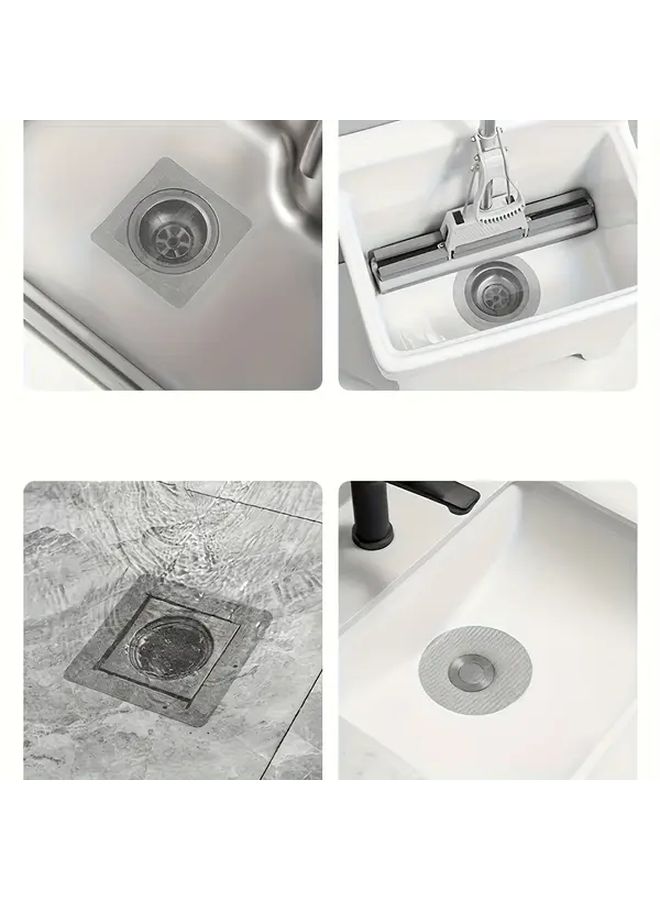 Square 20 Pieces Self-Adhesive Round Square Sink Drain Filter Hair Catcher Insect Prevention Plastic Drain Cover For Bathtub Kitchen Sink Easy Installation No Tools Required - Image 2