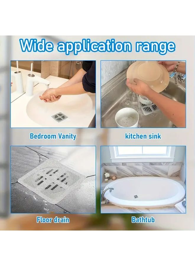 Square 20 Pieces Self-Adhesive Round Square Sink Drain Filter Hair Catcher Insect Prevention Plastic Drain Cover For Bathtub Kitchen Sink Easy Installation No Tools Required - Image 4