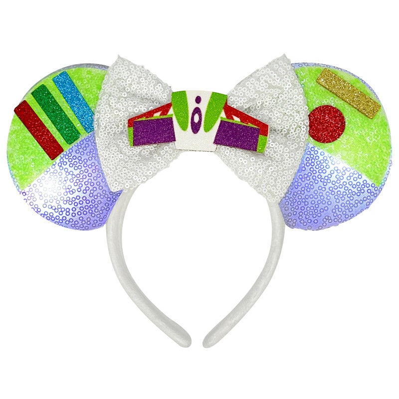 Tarocynn Mouse Ears Headbands with LED Light, 1PC Sequin Headbands Light Up Park Ears for Party Favors Cosplay Costumes Accessories (GreenWhite) - Image 1
