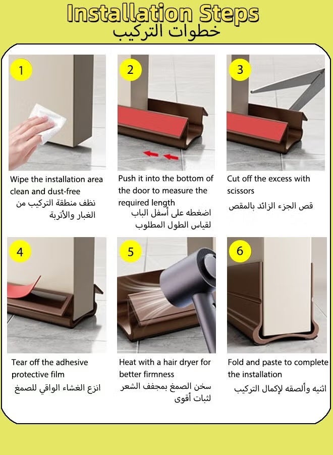 Door Draft Stopper Under Door Seal, 1 Pcs Under Door Draught Excluder, 93x4cm Noise Blocker Window Breeze Blocker Adjustable Door Sweeps - Image 4