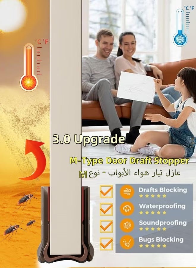 Door Draft Stopper Under Door Seal, 1 Pcs Under Door Draught Excluder, 93x4cm Noise Blocker Window Breeze Blocker Adjustable Door Sweeps - Image 2