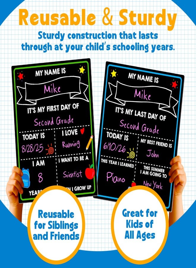 Melisheer First Day of School Chalkboard, Reusable Back to School Sign, 14 x 11 in Beautiful Double Sized First Day of School Board, Paper Preschool Signs for Kids - Image 5