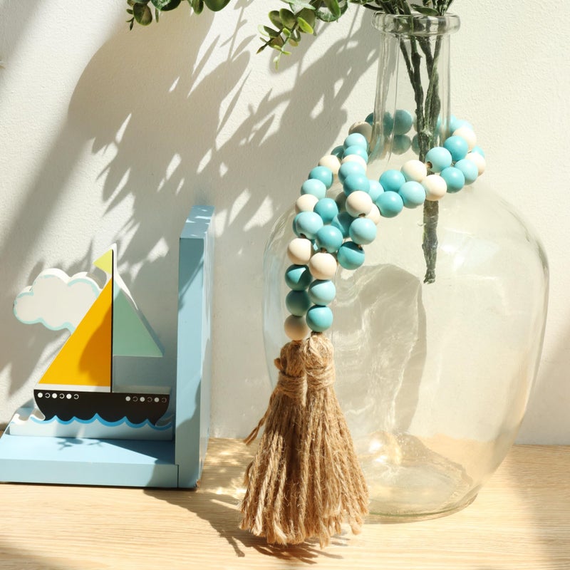 Meplait Wood Bead Garland 39In Farmhouse Beads With Tassels Boho Beads For Tiered Tray Decorative Beads Home Decor - Image 2