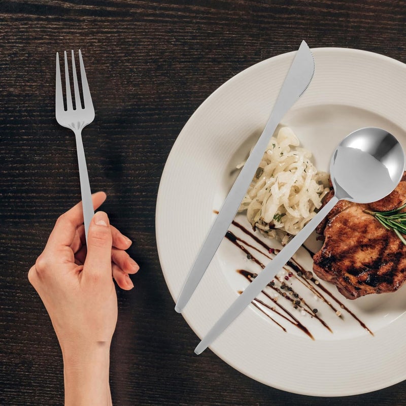 Stainless Steel Fork Spoon Kit Portable Western Dinnerware Set Silver Flatware for Home Restaurant Dining - Image 4