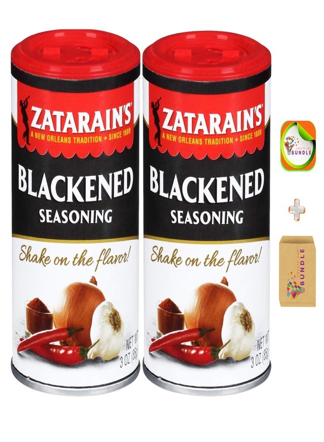 Create and Bundle Zatarains Blackening Seasoning, 3 oz Each - Pack of 2, Perfect for Cajun and Creole Recipes, Ideal for Fish and Meats, Bold Flavor + Createandbundle Sticker - Image 1