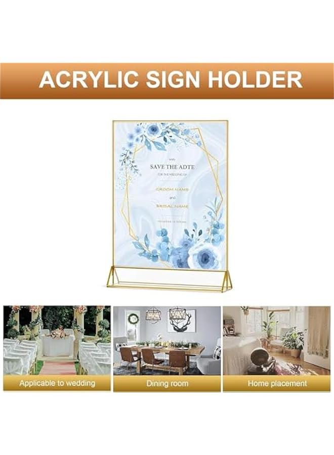 HOOKOR Durku 4Pack 8.5 x 11 Clear Acrylic Sign Holder with Gold Borders and Vertical Stand,Double Sided Table Menu Holders Picture Frames for Wedding Table Numbers,Restaurant Signs,Photos and Art Display - Image 4