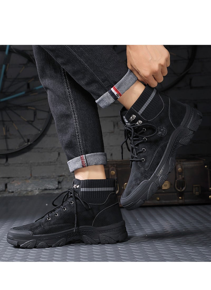 Sky View - Boots Men's High Top Ankle Boots Anti-Slip Outdoor Hiking Fashionable Work Shoes - Image 1