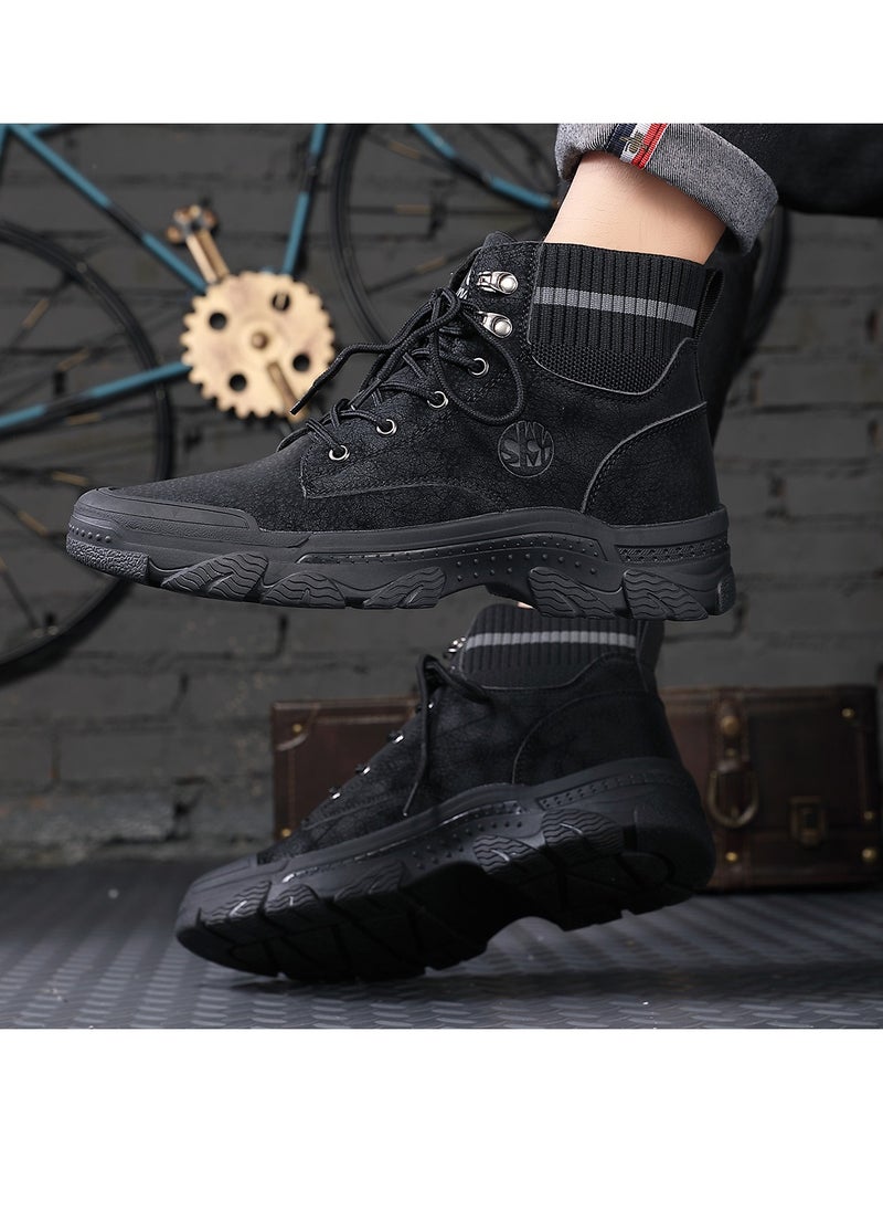Sky View - Boots Men's High Top Ankle Boots Anti-Slip Outdoor Hiking Fashionable Work Shoes - Image 1