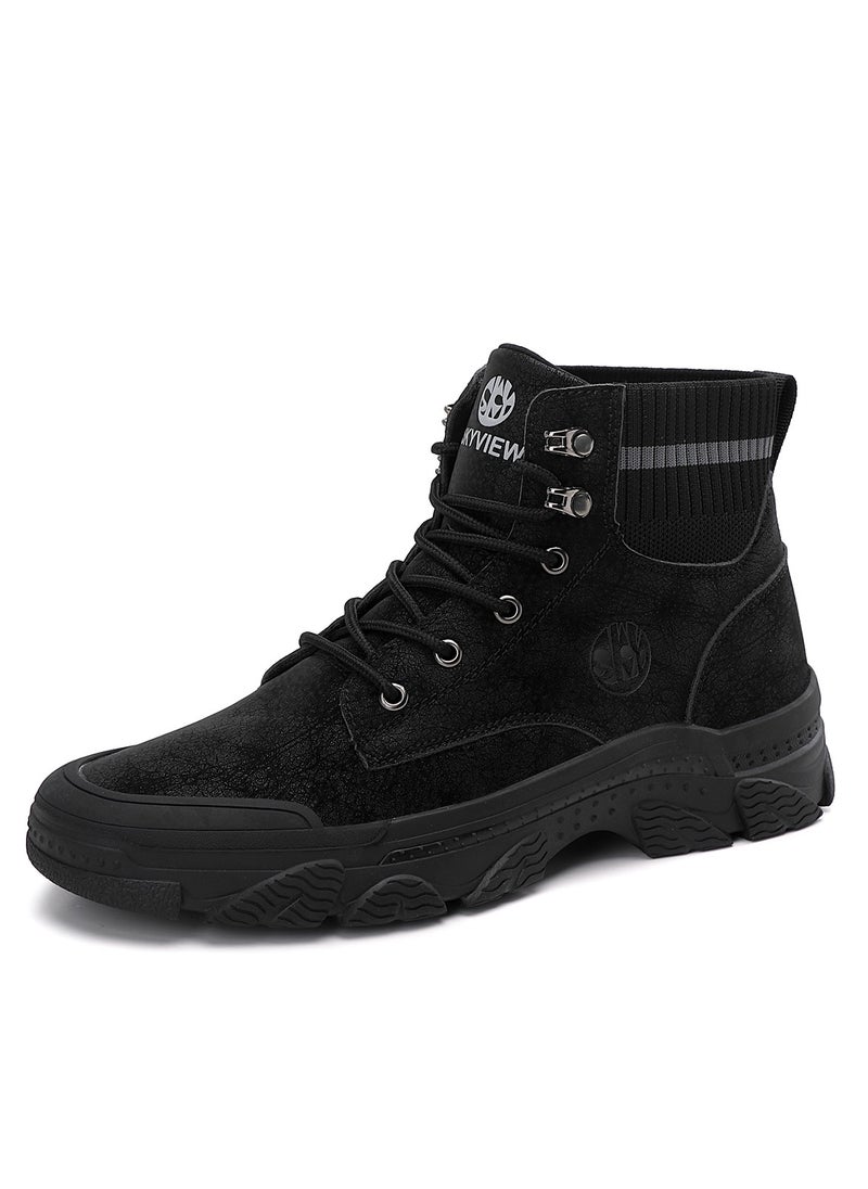 Sky View - Boots Men's High Top Ankle Boots Anti-Slip Outdoor Hiking Fashionable Work Shoes - Image 1
