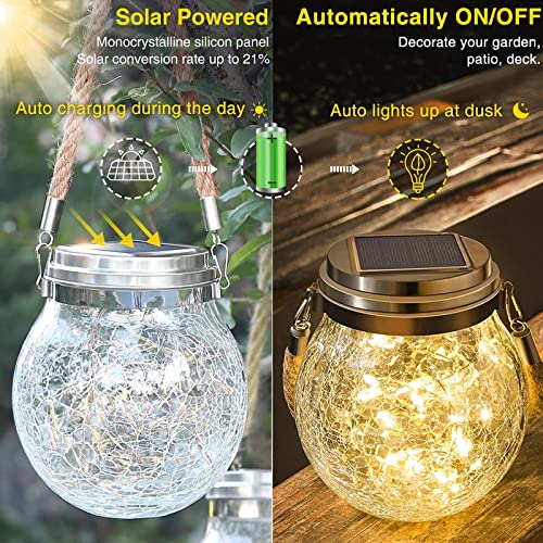 ROSHWEY Solar Lantern, 2 Pack Garden Decor Lights Waterproof Outdoor Lanterns with 30 LED Solar Lights Patio Hanging Lights for Backyard Fence Pathway Porch Christmas Decorative, Warm White - Image 5