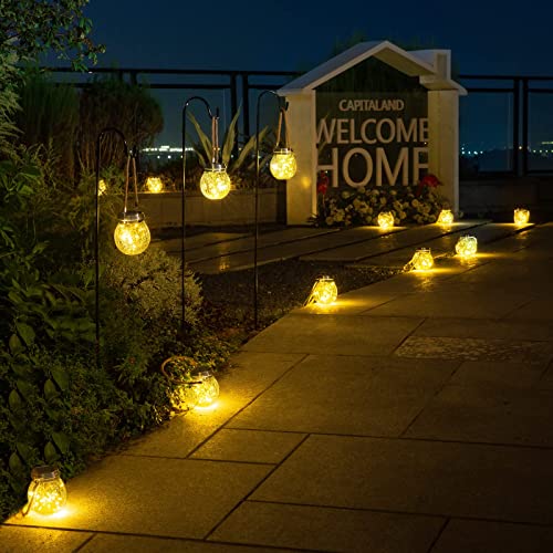 ROSHWEY Solar Lantern, 2 Pack Garden Decor Lights Waterproof Outdoor Lanterns with 30 LED Solar Lights Patio Hanging Lights for Backyard Fence Pathway Porch Christmas Decorative, Warm White - Image 2