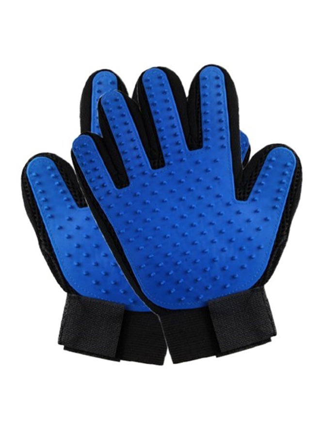 إسكدنيا فرشاة تدليك على شكل قفاز لتنظيف الحيوانات الأليفة أزرق - Image 3