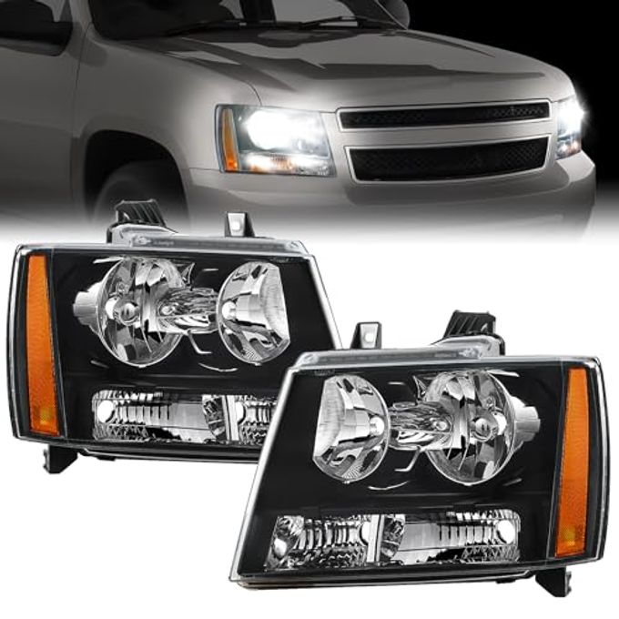 Nilight Headlight Assembly For 2007 2008 2009 2010 2011 2012 2013 2014 Chevy Avalanche Tahoe Suburban 1500 2500 Replacement Headlamp Bumper Lamp Set Black Housing Amber Reflector - Image 1