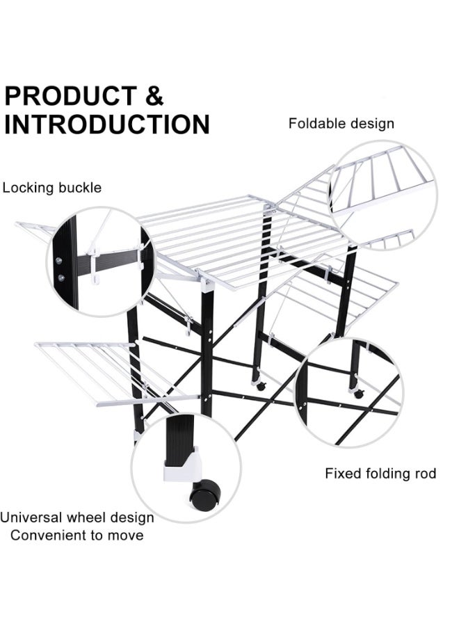 حامل تجفيف ملابس قابل للطي | حامل غسيل داخلي وخارجي قابل للطي | استخدم حامل تعليق الغسيل ومجفف الملابس لتوفير المساحة - Image 4