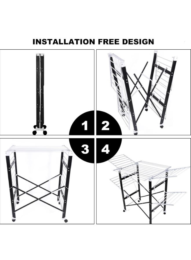 حامل تجفيف ملابس قابل للطي | حامل غسيل داخلي وخارجي قابل للطي | استخدم حامل تعليق الغسيل ومجفف الملابس لتوفير المساحة - Image 3